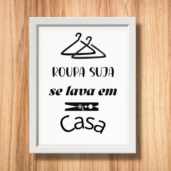 quadro de lavanderia com frase divertida com vidro 30x40cm