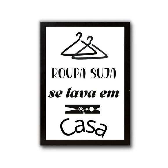 quadro de lavanderia com frase divertida com vidro 30x40cm