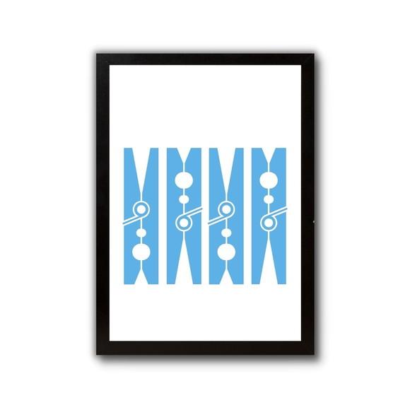 quadro de lavanderia com moldura prendedores 30x40 com vidro