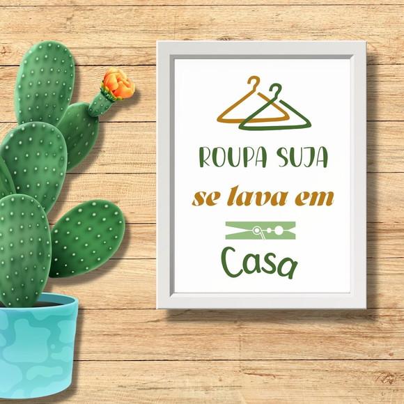 Quadro de Lavanderia Frases Humor Roupa Suja 30x40 com Vidro