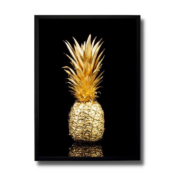 Quadro de Parede para Cozinha Fruta Abacaxi Moldura 30x40 cm