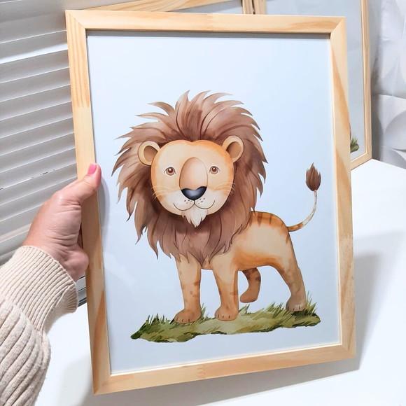 Quadro Decoração Safari Animais Quarto Infantil 33x43 cm
