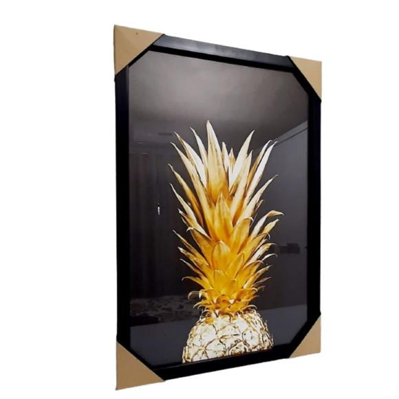 Quadro Decorativo Abacaxi Dourada para Cozinha Grande