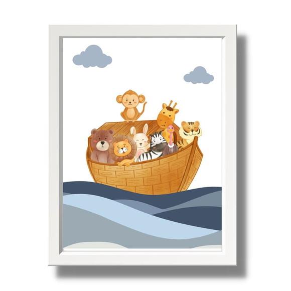 Quadro Decorativo Arte Arca de Noé para Crianças 23x33 com