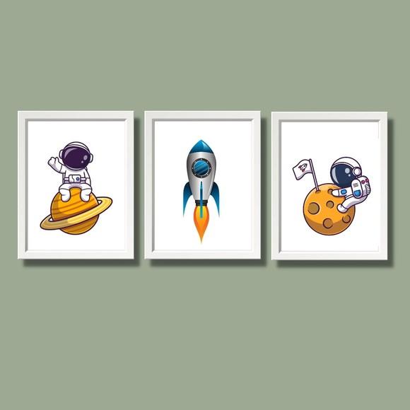 Quadro Decorativo Astronauta Infantil Quarto de Bebe 20x30cm