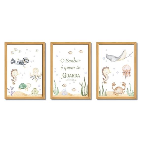 Quadro Decorativo Bebê | Fundo do Mar Frase Bíblica