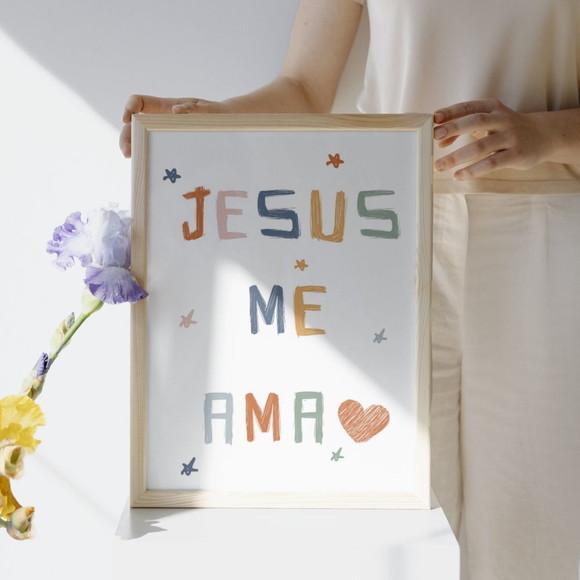 Quadro Decorativo Bebê com Frase Bíblica | Moldura e Vidro