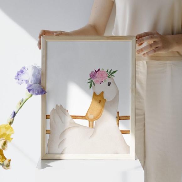 Quadro Decorativo Bebe Fazendinha Menina Moldura 33x43cm