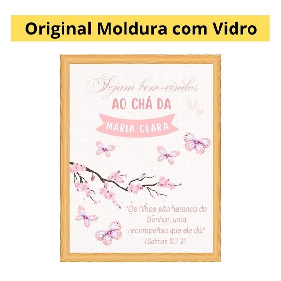 Quadro Decorativo Chá de Bebê Rosa Bem-vindas Personalizado