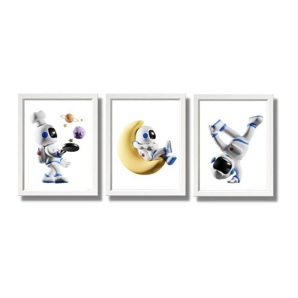 Quadro Decorativo Espaço Lua Infantil Quarto de Bebe 20x30cm