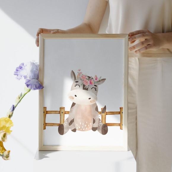 Quadro Decorativo Fazendinha Quarto de Menina Nome 33x43 cm
