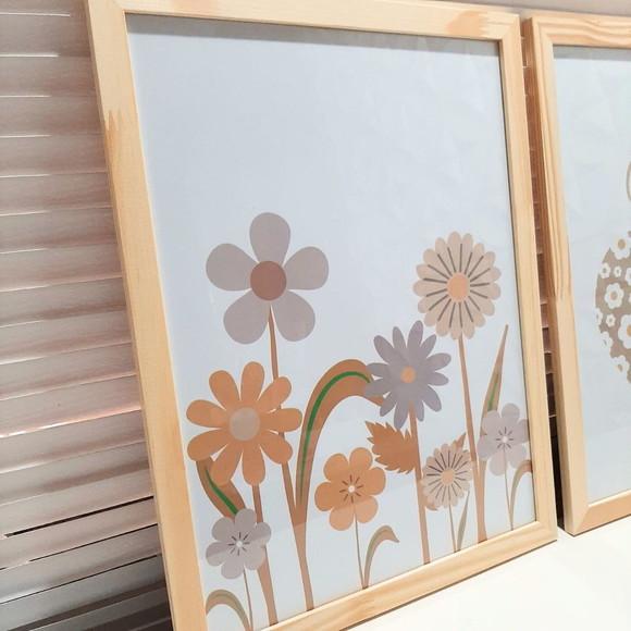 Quadro Decorativo Feminino Flores Jardim Coração 33x43cm