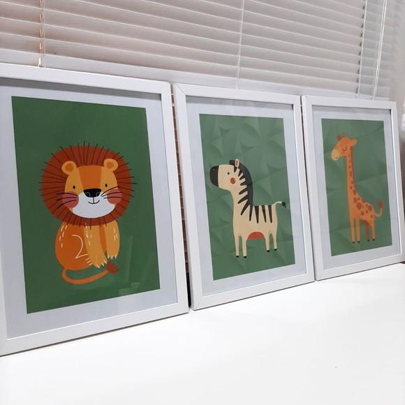 Quadro Decorativo Infanti Safari Zebra Leão Girafa 33x43cm