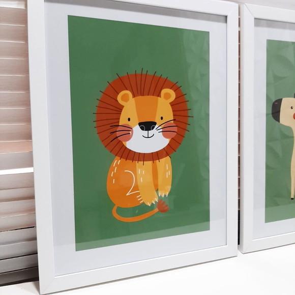 Quadro Decorativo Infanti Safari Zebra Leão Girafa 33x43cm