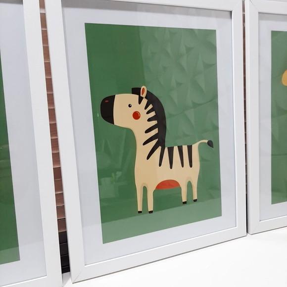 Quadro Decorativo Infanti Safari Zebra Leão Girafa 33x43cm