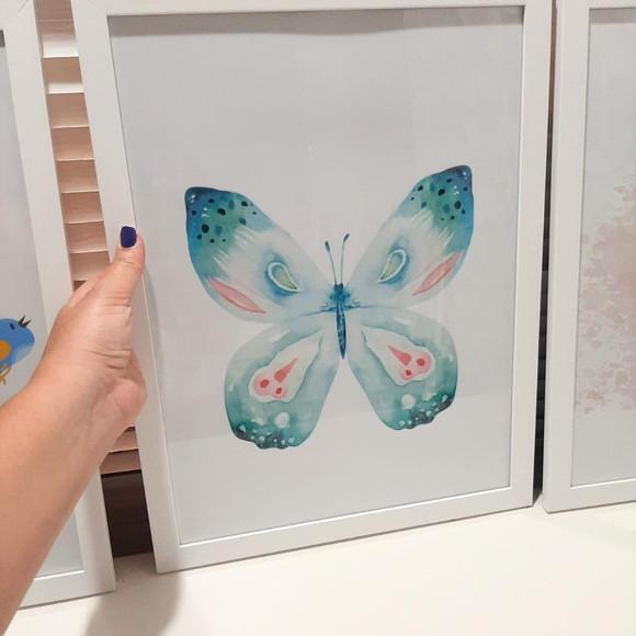 Quadro Decorativo Infantil Borboleta Passaros 33x43 cm