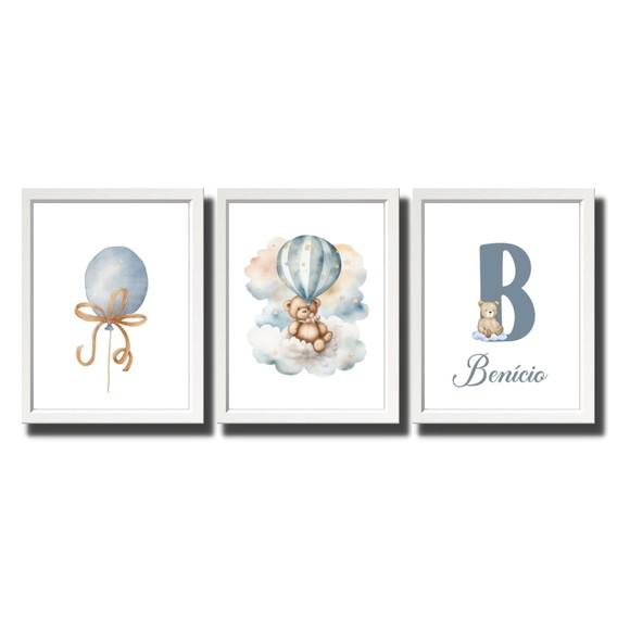 Quadro Decorativo Infantil com Moldura e Vidro 33x43cm