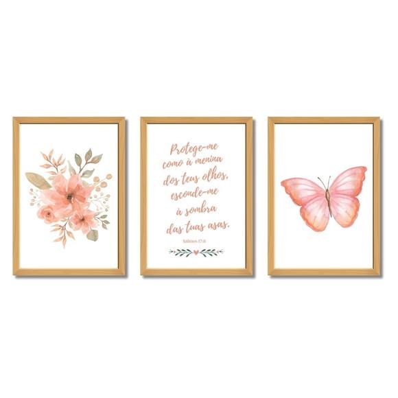Quadro Decorativo Infantil Feminino Borboleta com Versículo