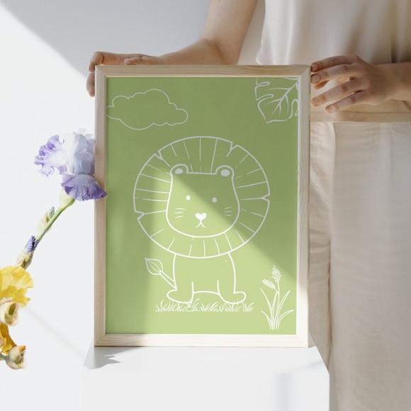 Quadro Decorativo Infantil Feminino e Masculino Safari 23x33