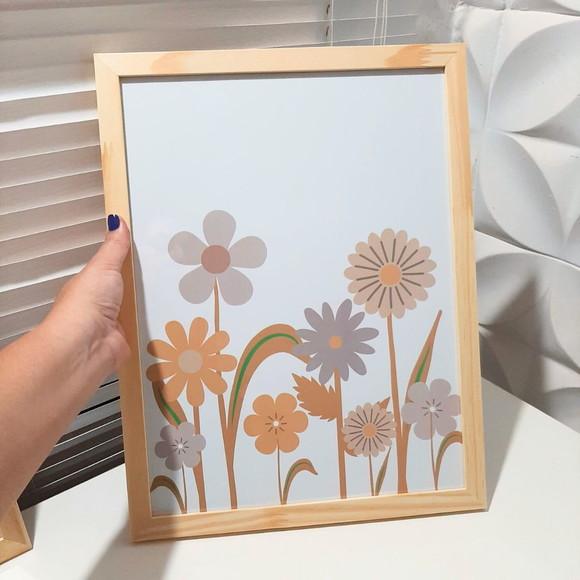 Quadro Decorativo Infantil Feminino Jardim Boho 33x43 cm
