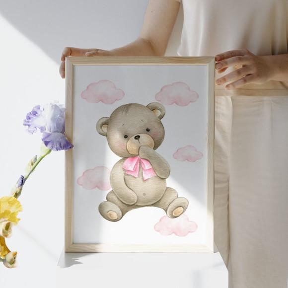 Quadro Decorativo Infantil Feminino Personalizado Ursinha