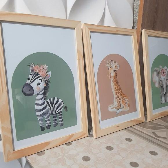 Quadro Decorativo Infantil Feminino Safari Moderno 23x33 cm