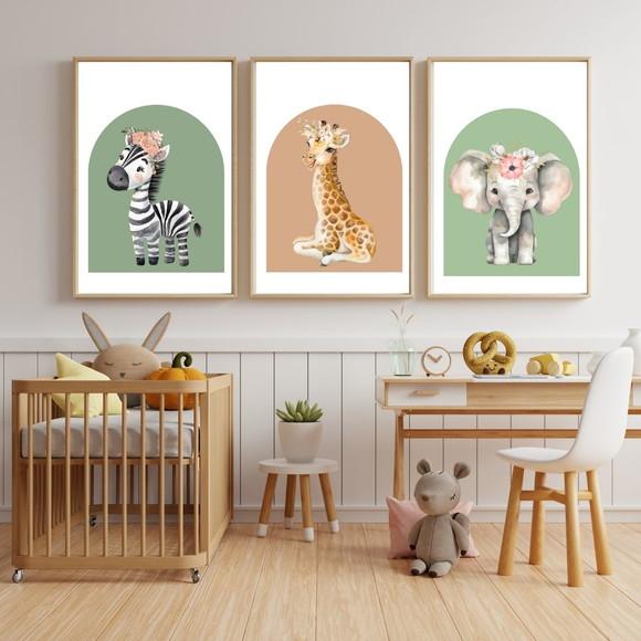 Quadro Decorativo Infantil Feminino Safari Moderno 23x33 cm