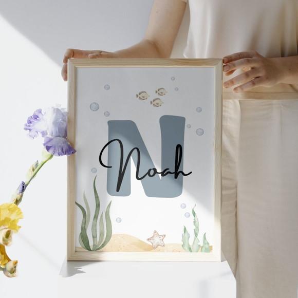 Quadro Decorativo Infantil Fundo do Mar para Quarto de Bebê