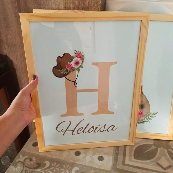 Quadro Decorativo Infantil Menina Country com Nome 33x43 cm