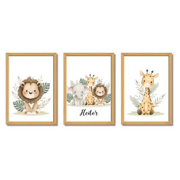 Quadro Decorativo Infantil Personalizado Safari Menino 33x43