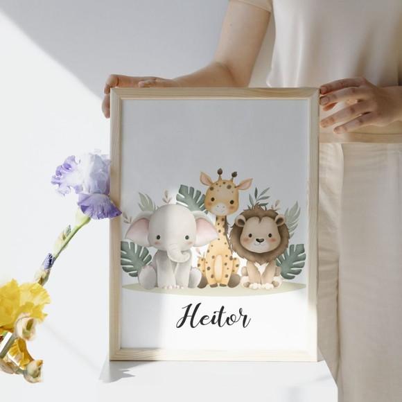 Quadro Decorativo Infantil Personalizado Safari Menino 33x43