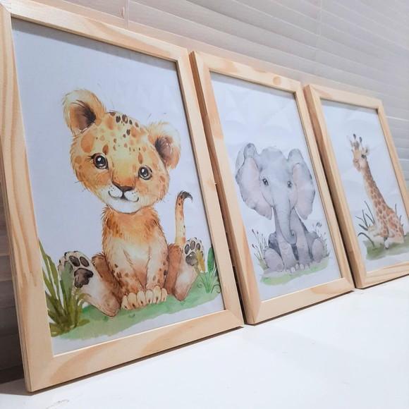 Quadro Decorativo Infantil Quarto de Menino Safari 33x43 cm