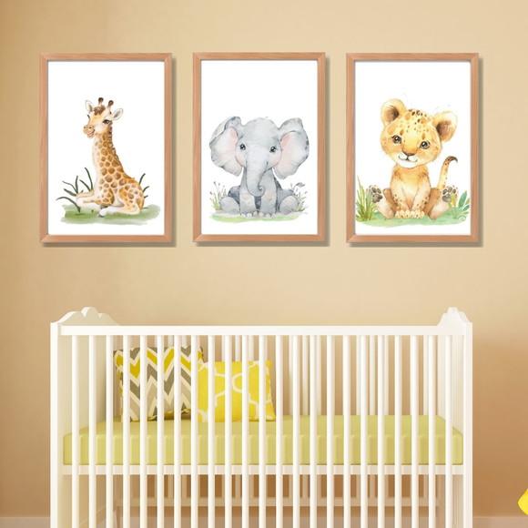 Quadro Decorativo Infantil Quarto de Menino Safari 33x43 cm