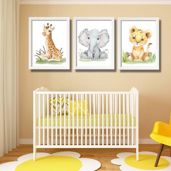 Quadro Decorativo Infantil Quarto de Menino Safari 33x43 cm