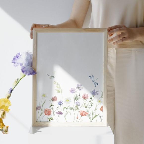 Quadro Decorativo Menina Personalizado com Nome Floral 23x33
