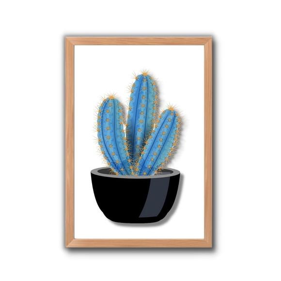 quadro decorativo para lavanderia vaso cacto 30X40 c/ vidro