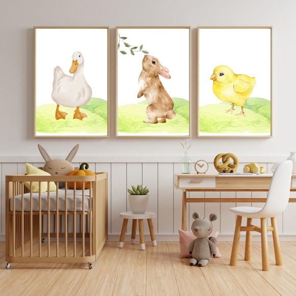 Quadro Decorativo para Quarto de Bebe Fazendinha 33x43cm