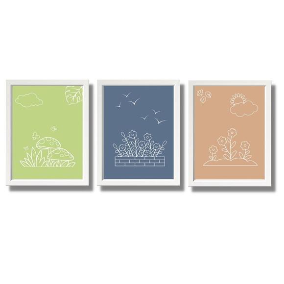 Quadro Decorativo para Quarto de Bebê Feminino Flores 23x33