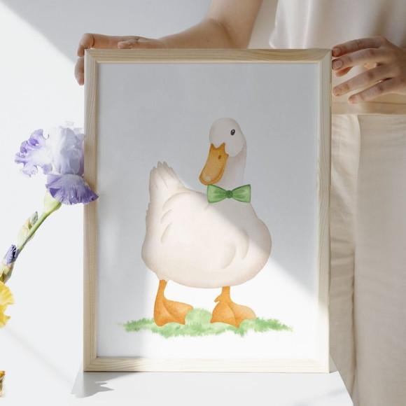 Quadro Decorativo Patinho Personalizado Menino com Vidro