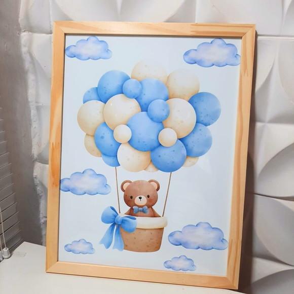 Quadro Decorativo Quarto de Bebe Personalizado Urso 33x43 cm