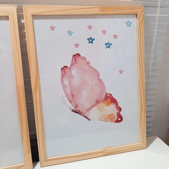 Quadro Decorativo Personalizado Menina Borboleta 33x43 cm
