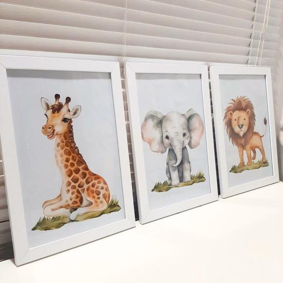 Quadro Decorativo Quarto Infantil Leão Aquarela 23x33 cm