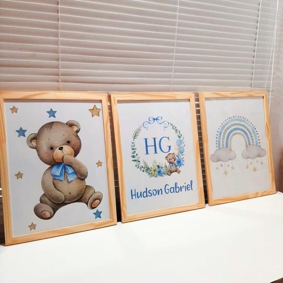 Quadro Decorativo Quarto Infantil Menino Urso Personalizado