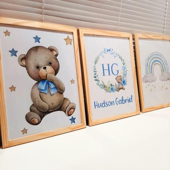 Quadro Decorativo Quarto Infantil Menino Urso Personalizado