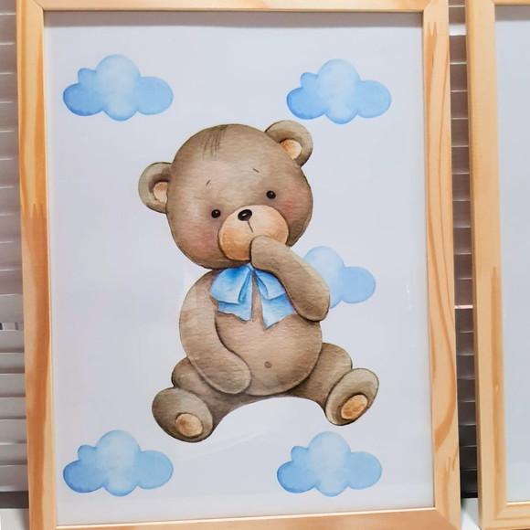 Quadro Decorativo Quarto Infantil Menino Urso Personalizado