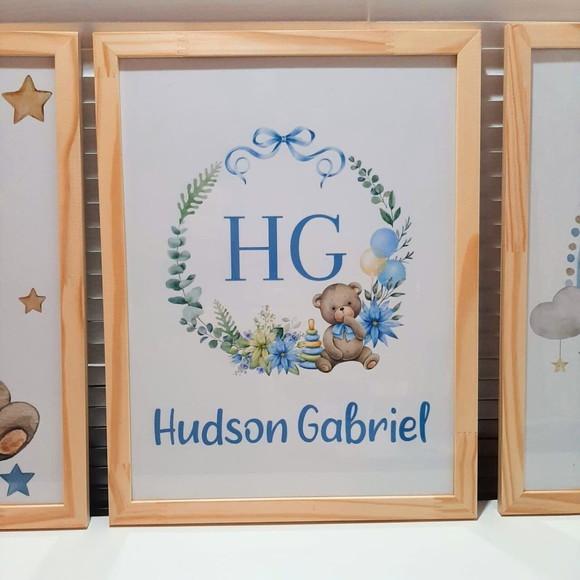 Quadro Decorativo Quarto Infantil Menino Urso Personalizado