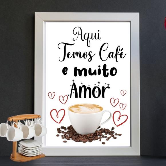 quadro decorativo tema café frase moldura e vidro 30x40cm