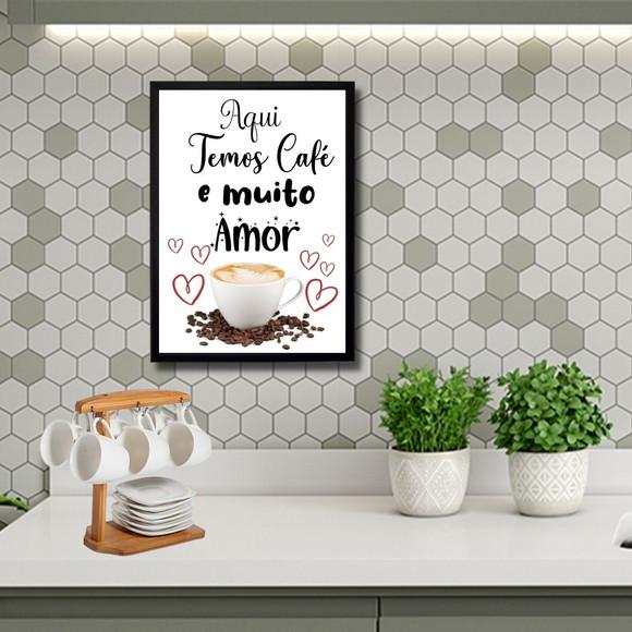 quadro decorativo tema café frase moldura e vidro 30x40cm