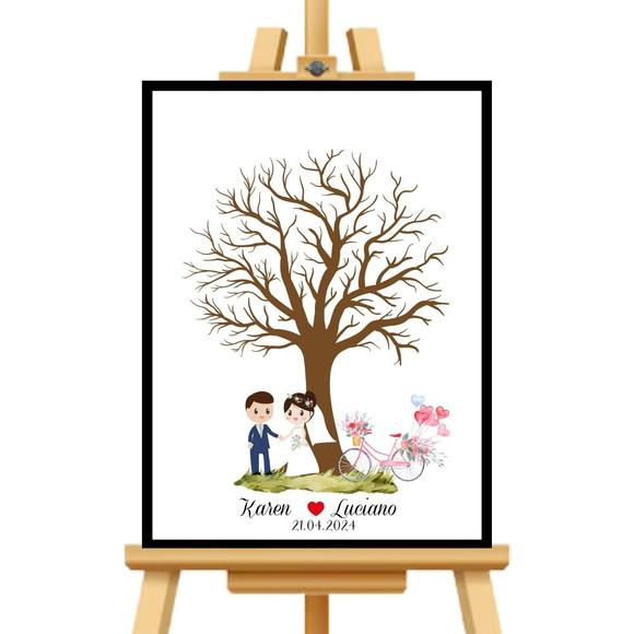 Quadro Digital Arvore Assinatura Moldura+vidro+carimbeira