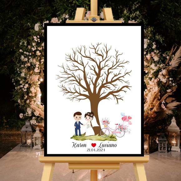 Quadro Digital Arvore Assinatura Moldura+vidro+carimbeira